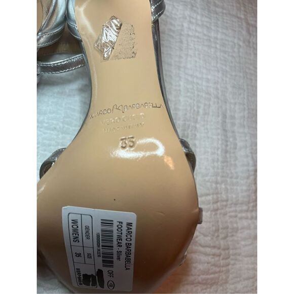 New Marco Barbabella Silver Ankle Strap Stilettos - Picture 8 of 9